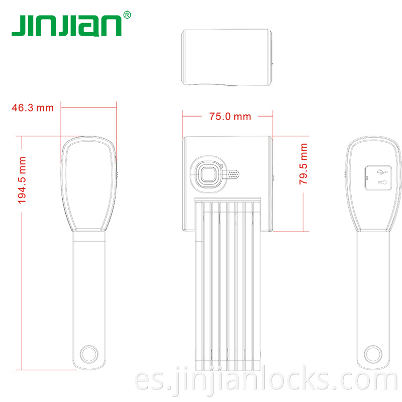 3 Método de desbloqueo Bloqueo Bluetooth IP67 Resistencia a la cizalladura Pultura de huellas dactilares Plegado Smart Motorcycle Bloqueo plegable